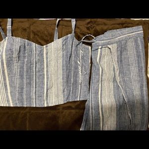EXPRESS linen crop and flare pant set